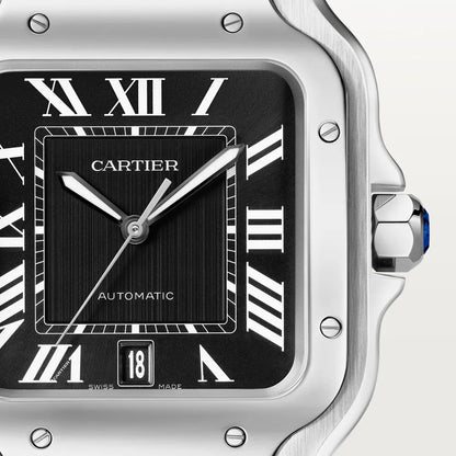 Cartier Santos Stainless Steel Chronograph Watch Black Dial