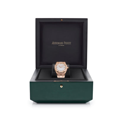 Audemars Piguet Royal Oak 77451OR.ZZ.1361OR.03 'Ladies' Rose Gold Silver Dial Diamond Bezel