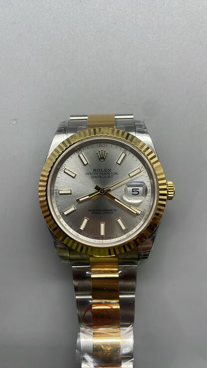 Rolex Datejust 41 – Silver Dial VSF SUPER CLONE – 126333 – Fluted Bezel – Oyster Bracelet