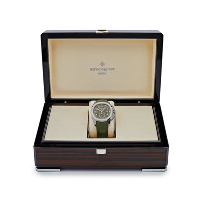 Patek Philippe Aquanaut 3285 V3 –  5968G-010 Chronograph White Gold Khaki Green Dial (2023)