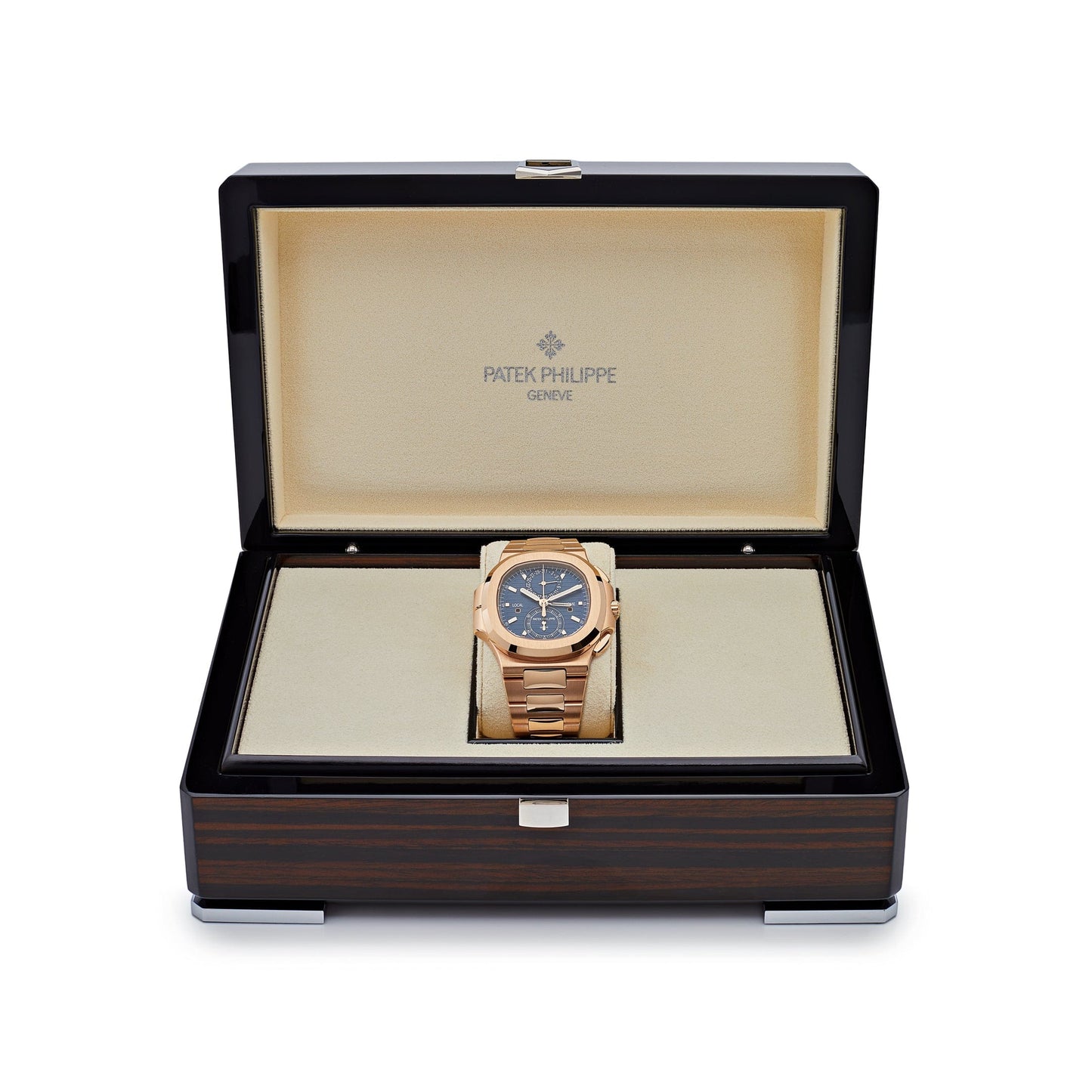 Patek Philippe Nautilus 3285 V3 –  5990/1R-001 Travel Time Flyback Chronograph Rose Gold Blue Dial (2025)